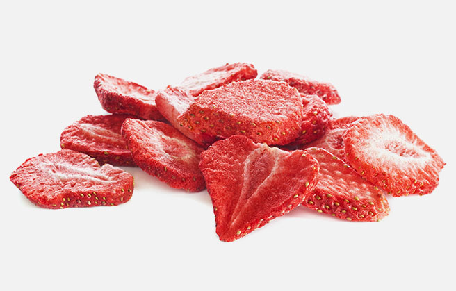 A bunch of freeze-dried strawberry slices.