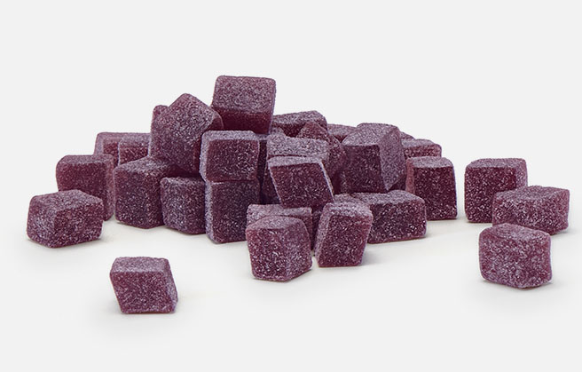 Small purple fruit cubes - fruit granule.