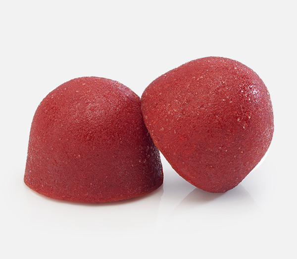 Two dome-shaped fruit gums.