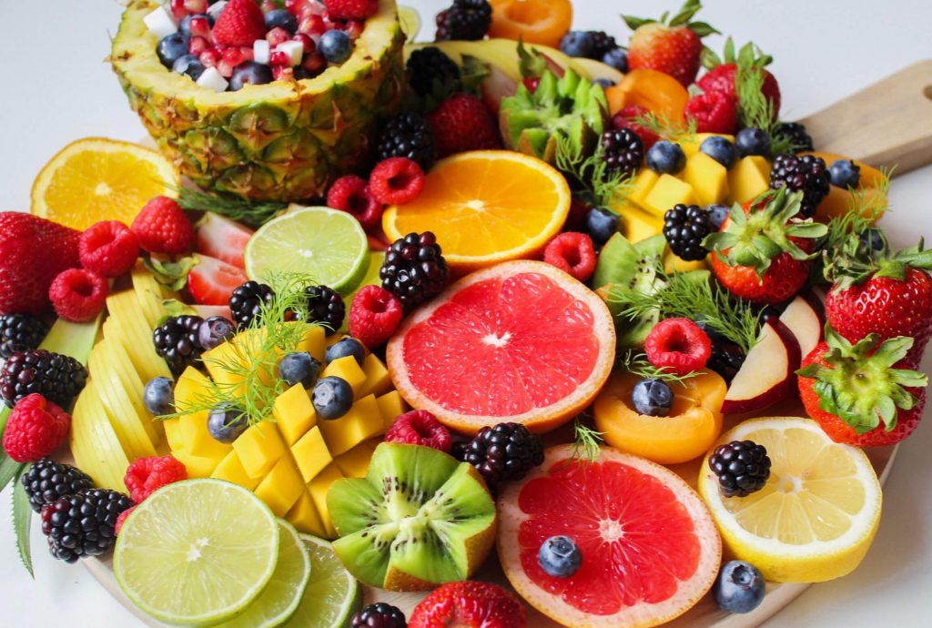 A variety of freshly cut fruit.