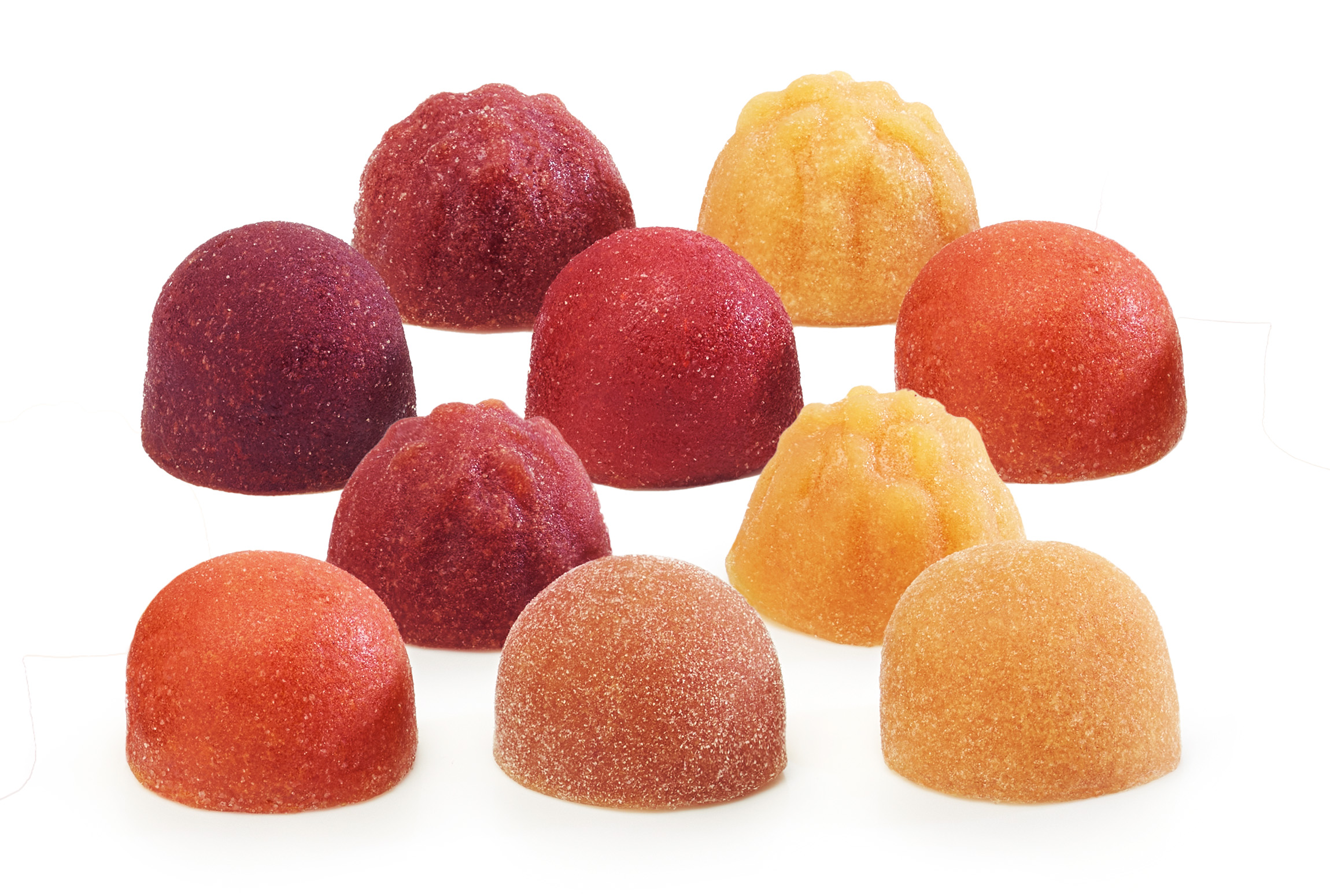 Vegan Snacks all year round Neatly arranged fruit gums in dome shape.