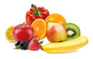 An assortment of fresh fruits and vegetables.