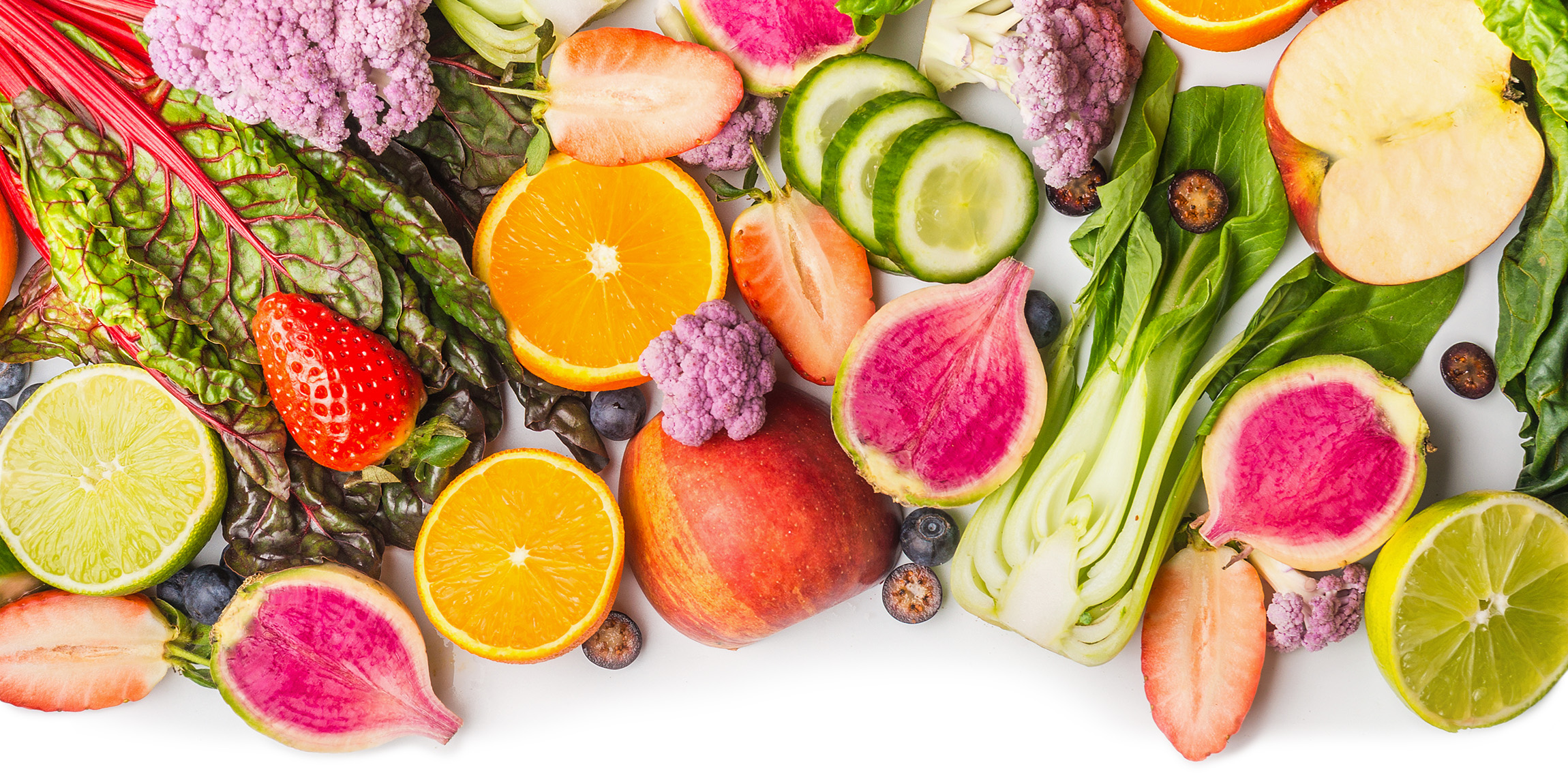 Frutas Saludables: 10 Hechos Sobre Cómo Benefician Tu Salud y Tus Productos img content blog Healthy foods Fruits and vegetables 2300x1150 2